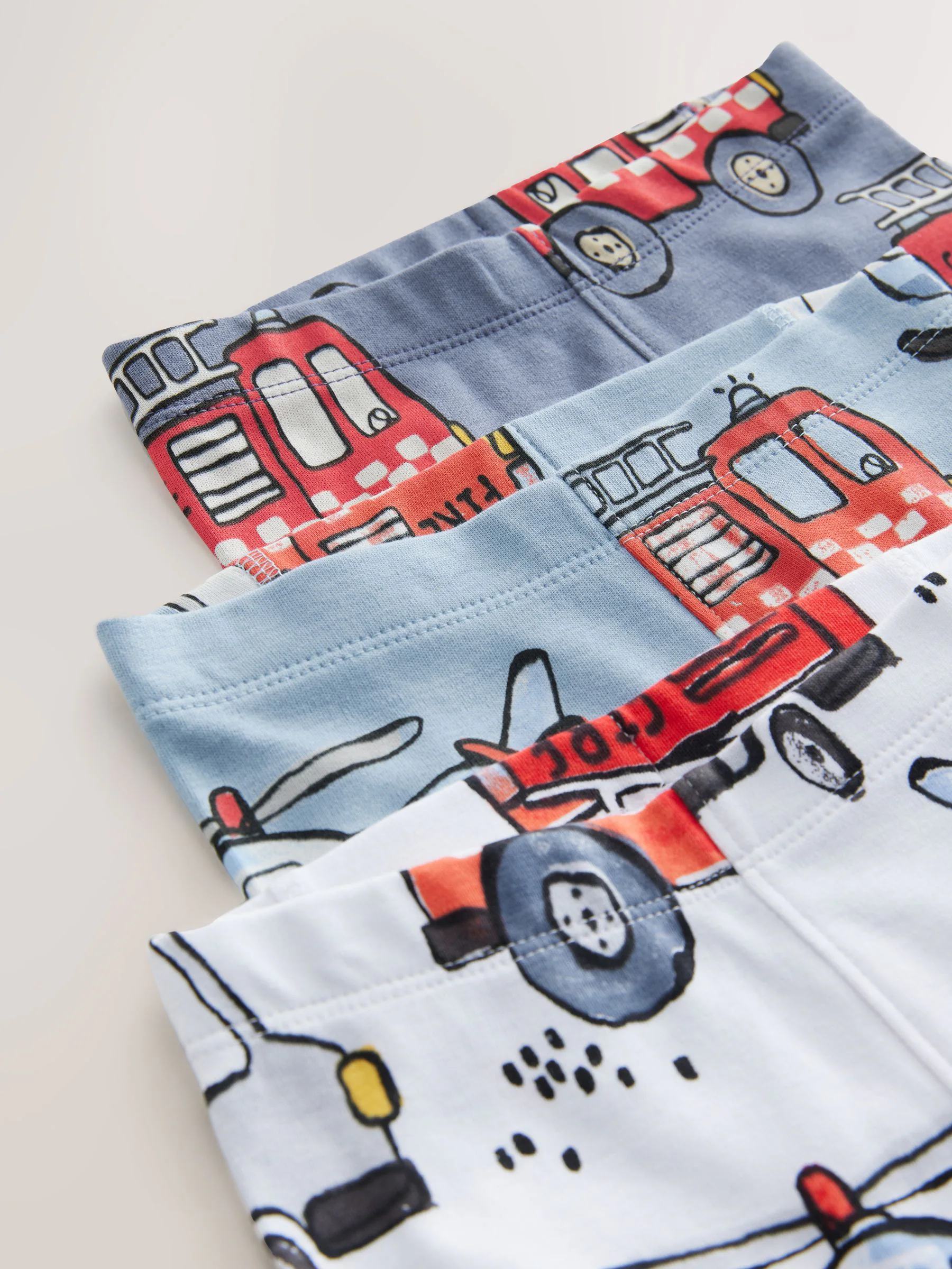 Rood/ blauw met hulpverleningsvoertuig - Mini Knusse Pyjama's 3 Set (9mnd-10jr)
