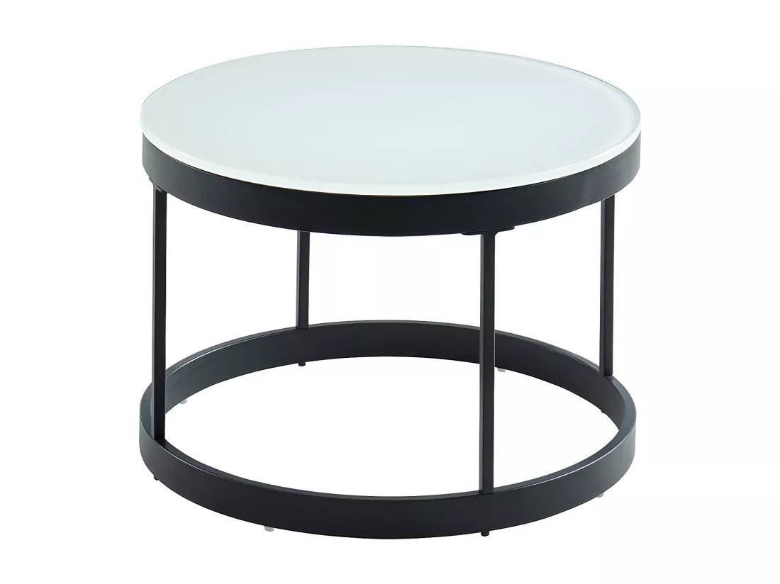Tables basses gigognes BILLIE - Verre trempé & métal - Noir et Blanc