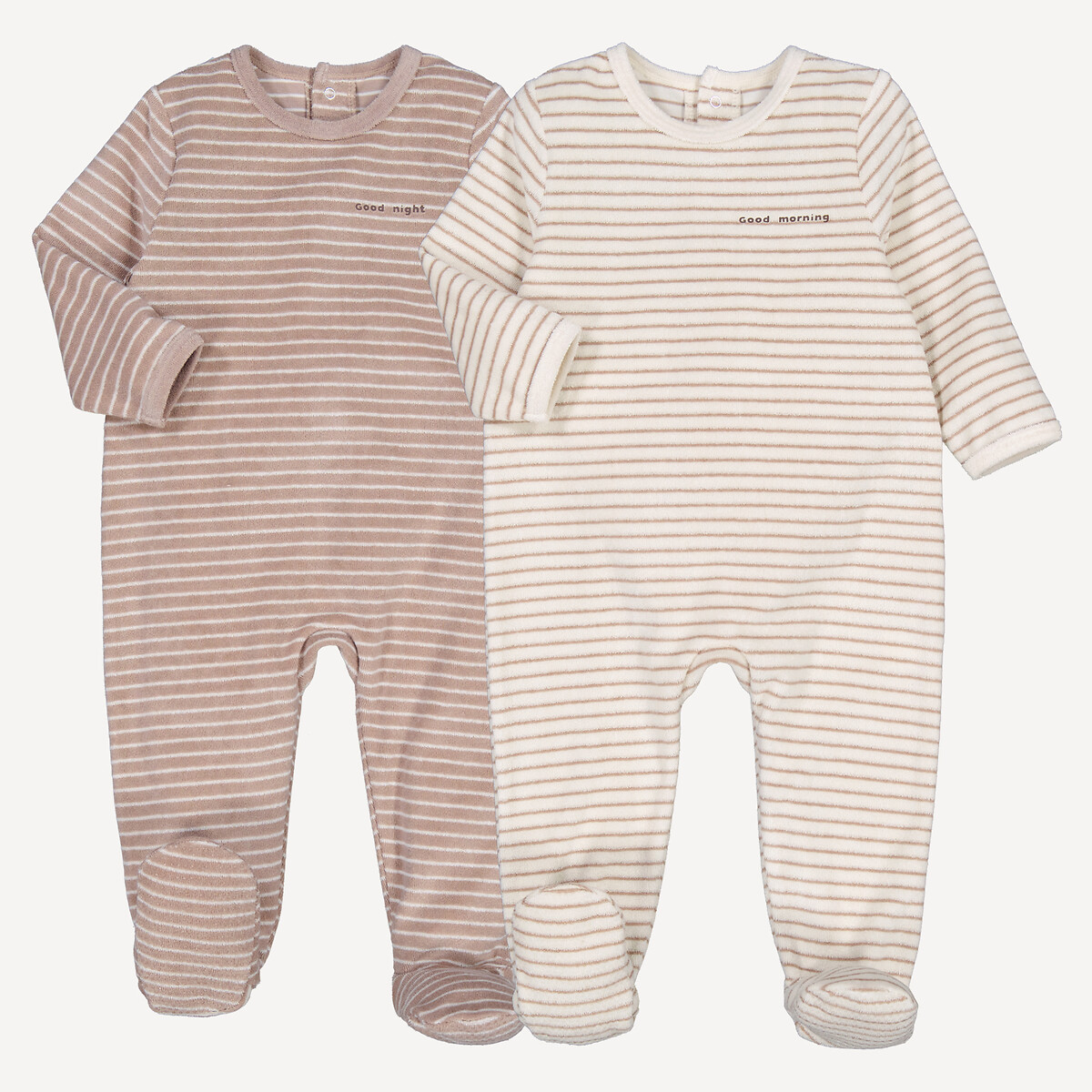 COLEÇÃO LA REDOUTE<br>Conjunto de 2 pijamas listrados de tecido atoalhado