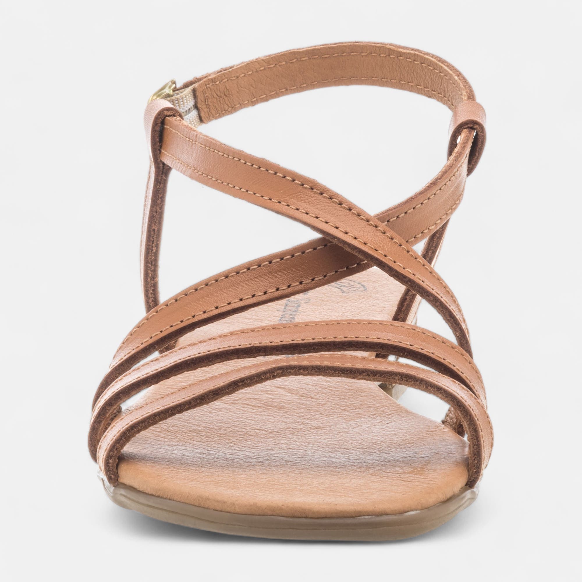 Nu-pieds Femme en cuir cognac