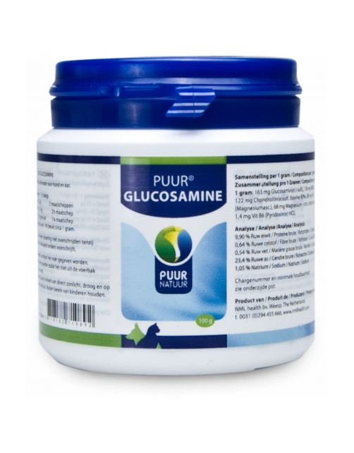 Puur Natuur Glucosamine - Supplement - Gewrichten - Spieren - 100 g Hond\/Kat