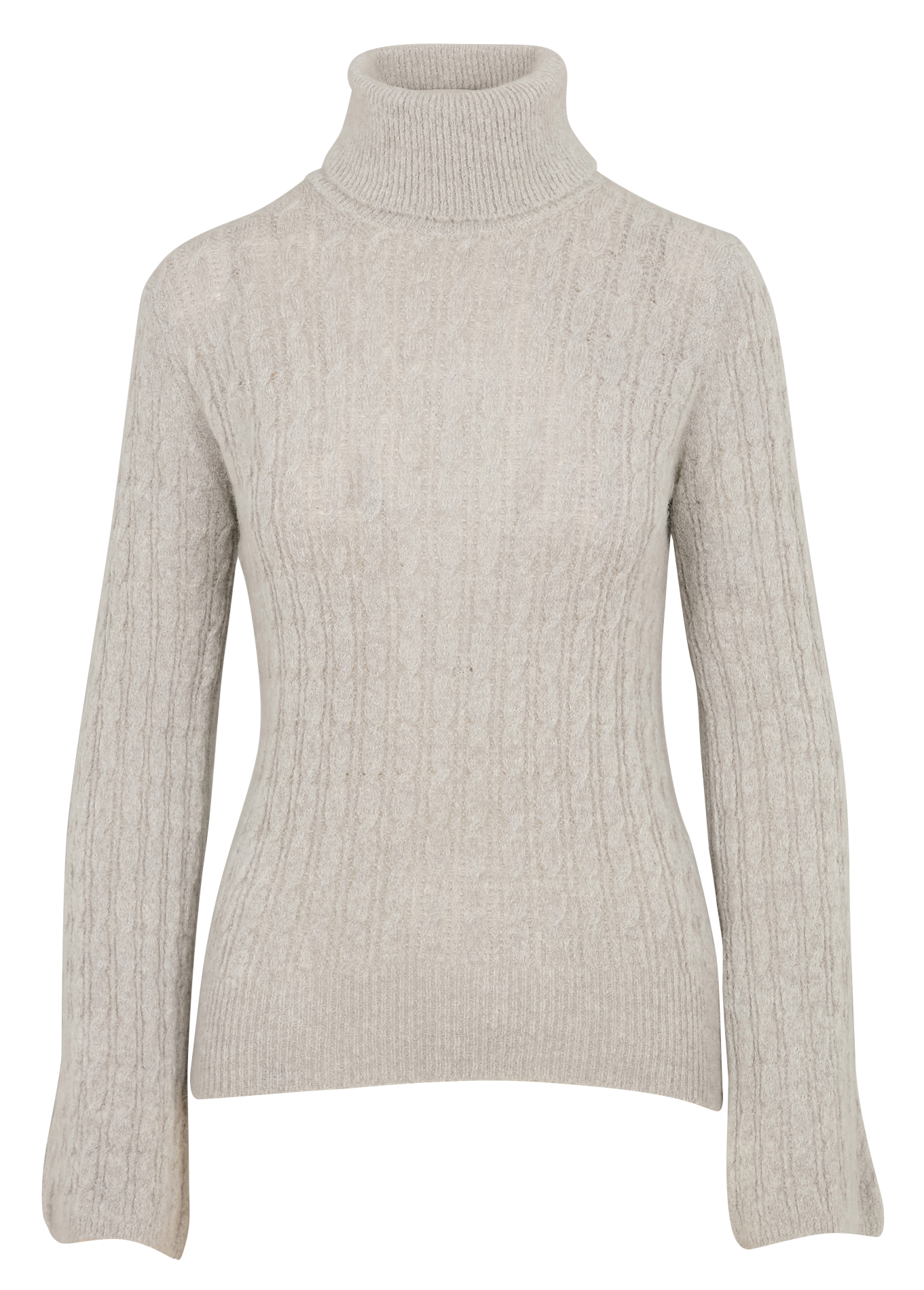 Pull col roulé droit en maille | Gris