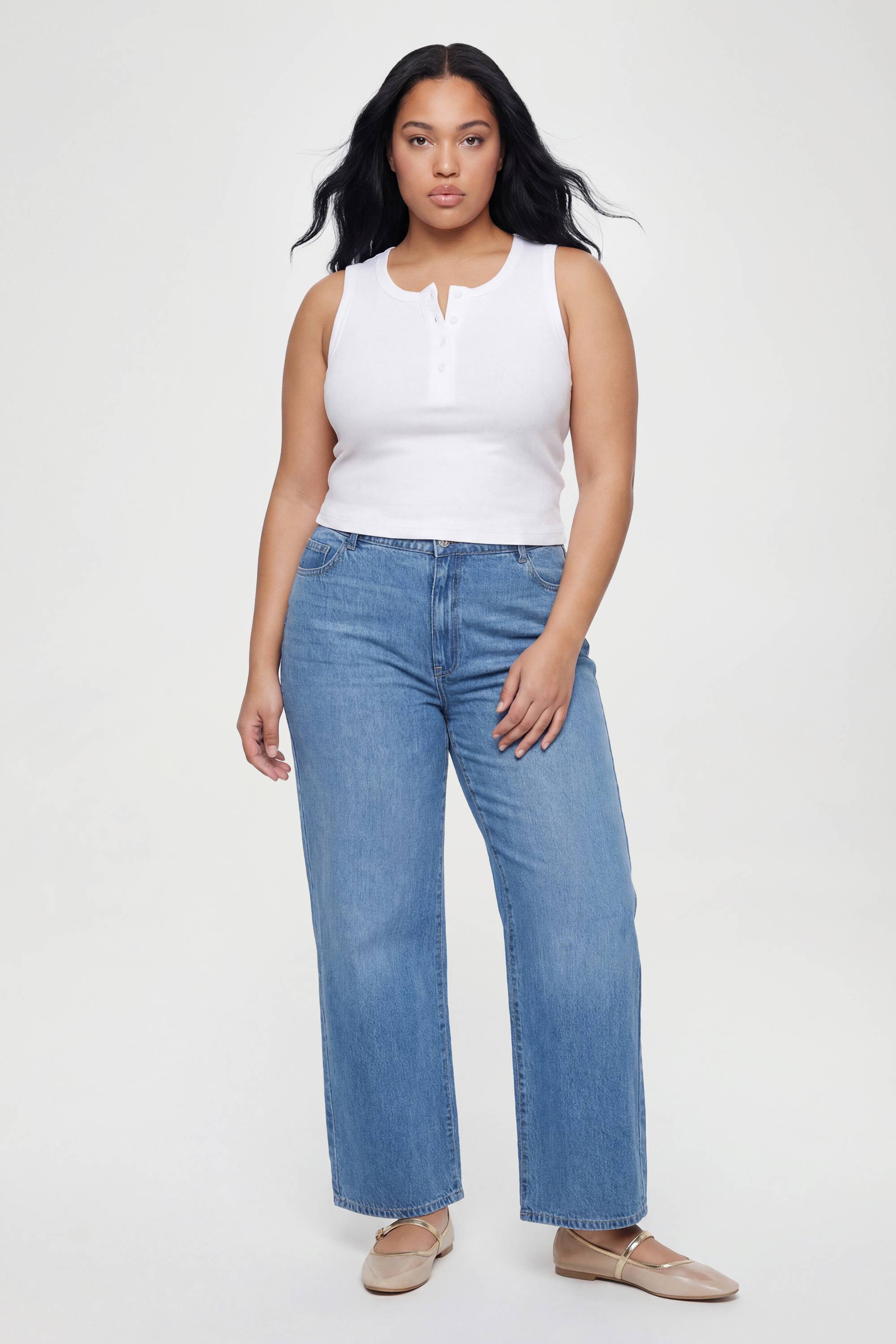 boohoo Jean Boyfriend Taille Haute Plus Basics
