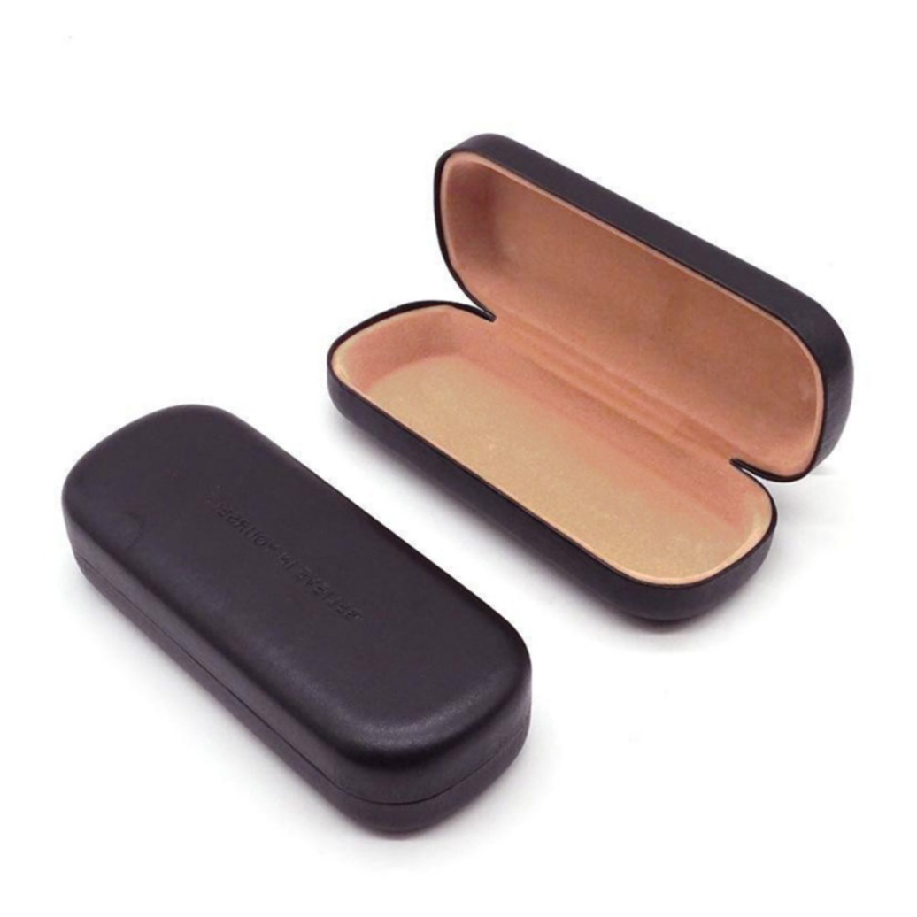 (160x70x35mm) Hardcase Brillenetui Leder Brillenbox für Unterwegs - Schwarz