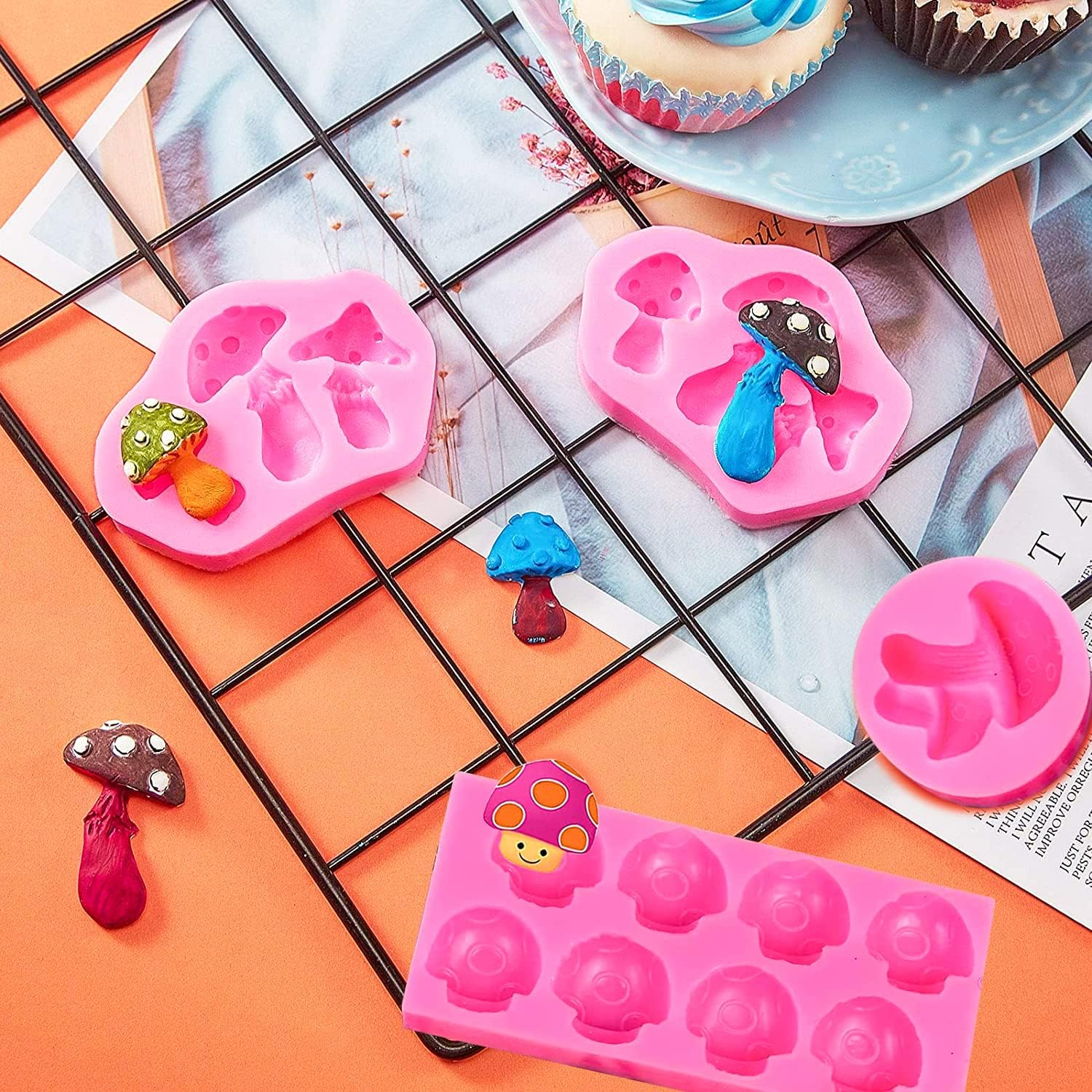 (3er Set) Silikon 3D Pralinen Form für Fondant / Schokolade Kuchen   Muffin Dekoration - Pilze