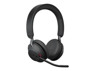 Jabra Evolve2 65 MS Stereo - Headset - på øret - Bluetooth - trådløs - USB-A - støjisolerende - sort - med opladningsstander - Certified for Microsoft Teams