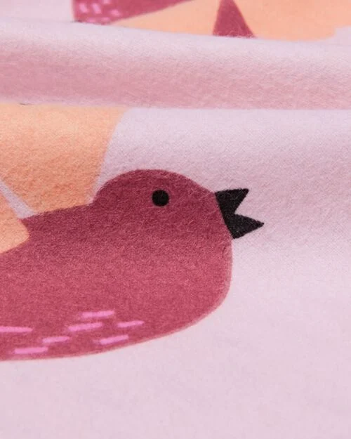 housse de couette enfant flanelle 140 x 200 oiseau rose