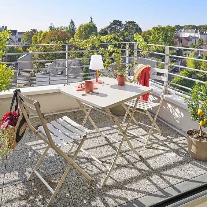 Ensemble table de jardin pliante carrée + 2 chaises GREENSBORO Argile