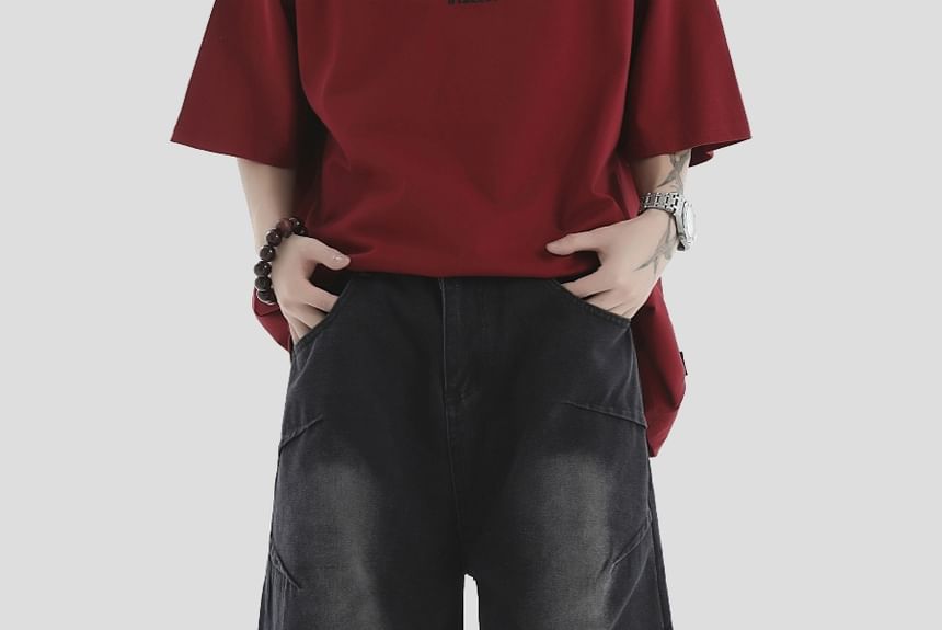 Banash - Mid Rise Washed Denim Shorts