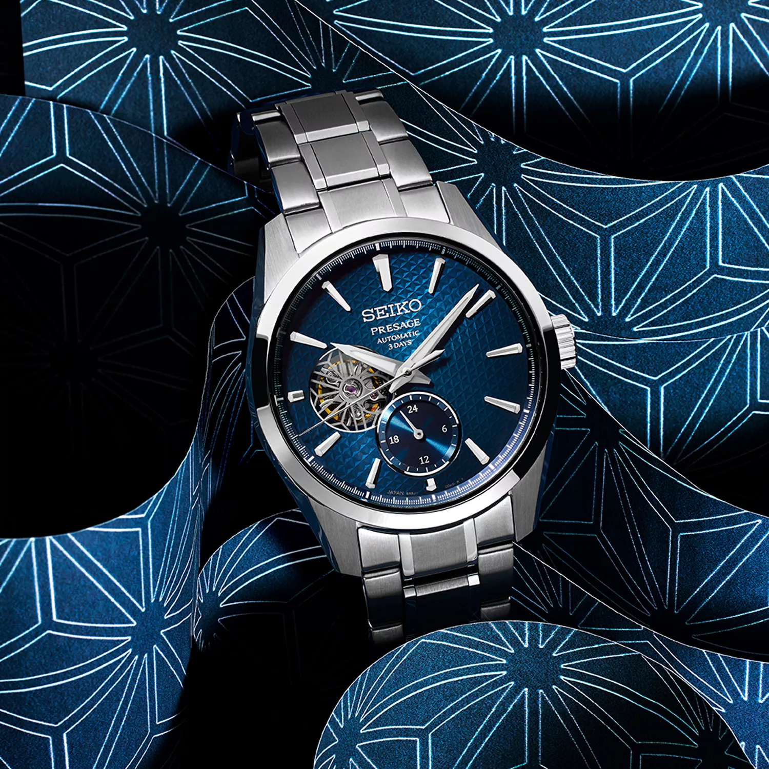 Seiko Presage 'Ao' Sharp-Edged Open Heart SPB417J1