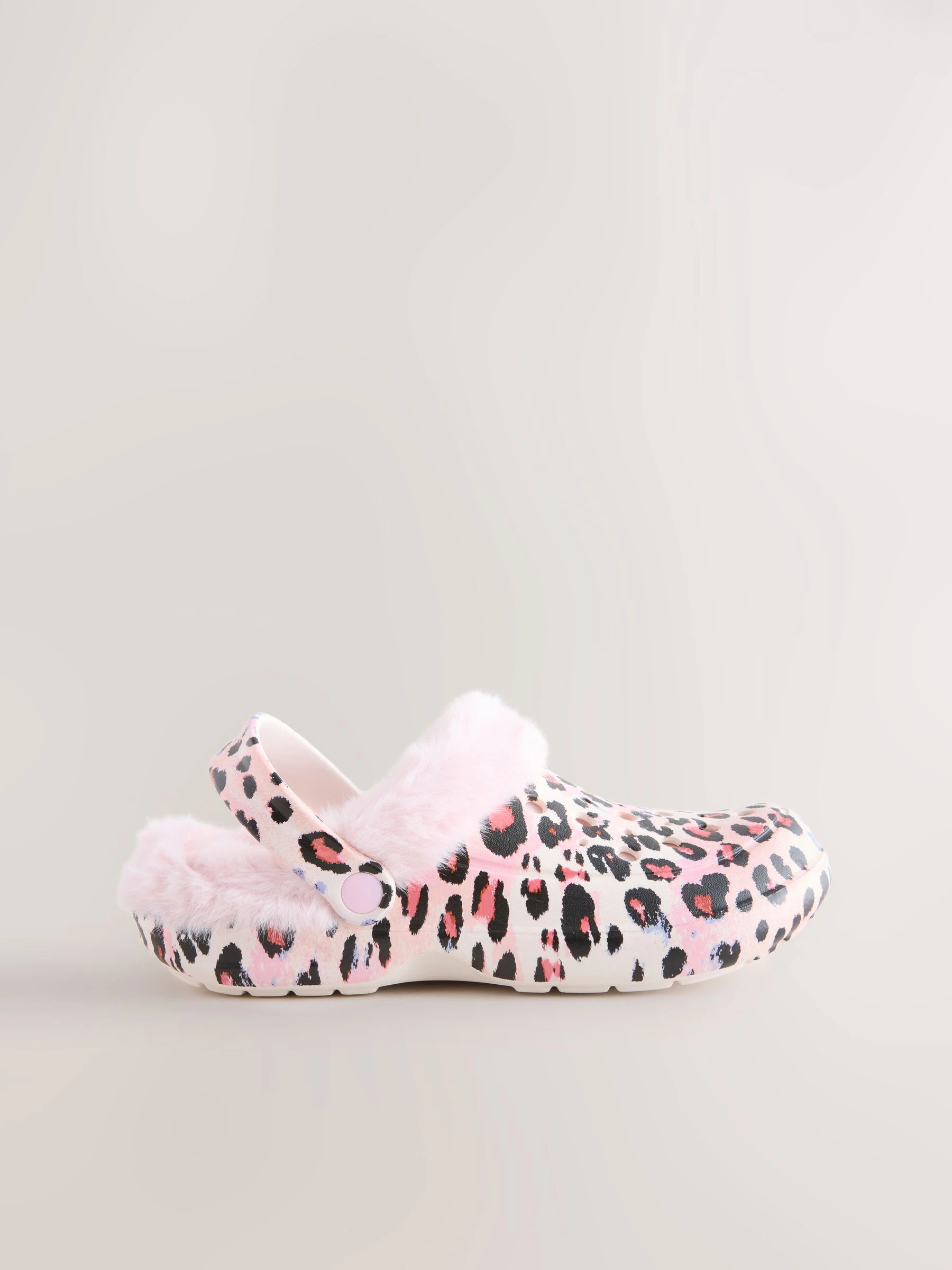 Roze met luipaardprint - Met imitatiebont gevoerde pantoffels