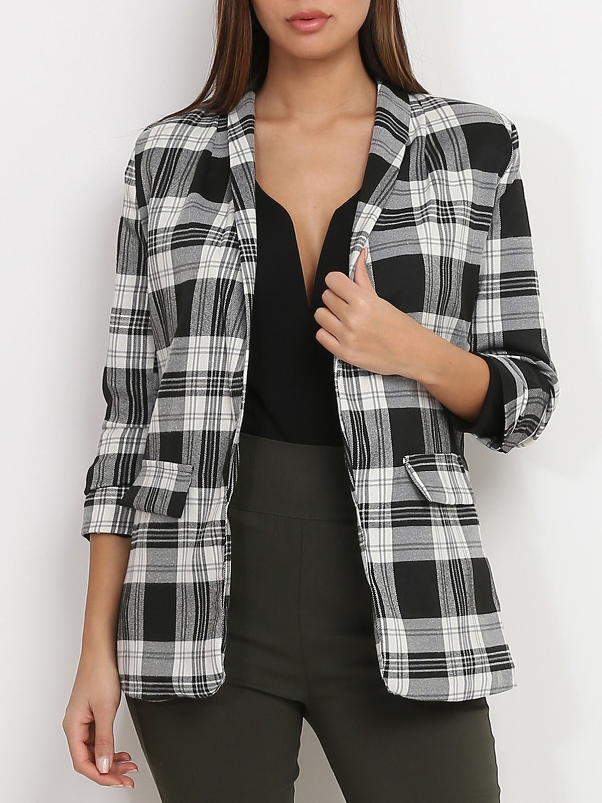 Blazer à imprimés carreaux- Noir et Blanc