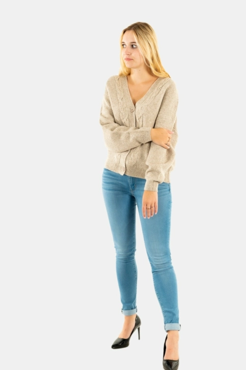 gilets cardigans ichi mylle 1304011 oatmeal melange