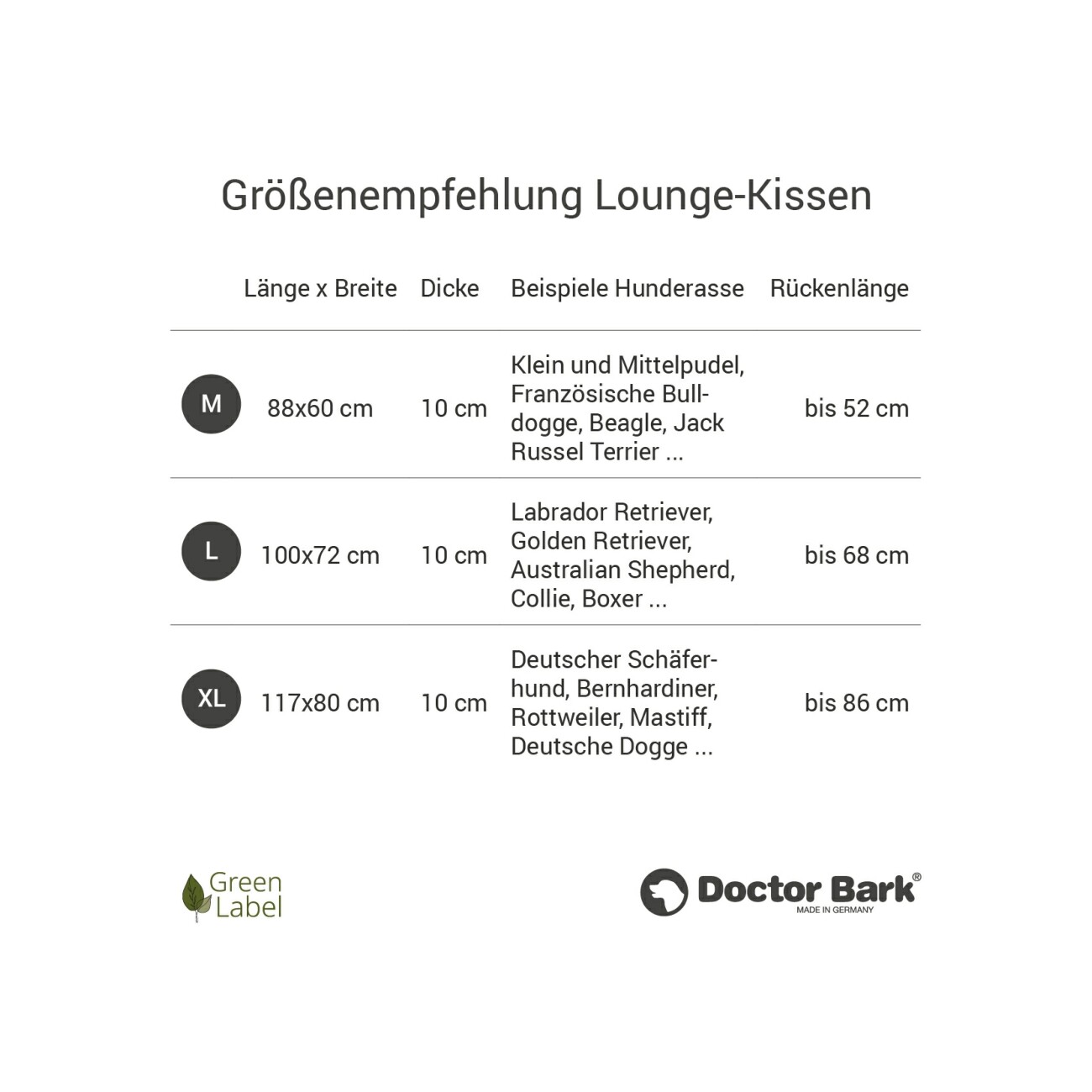 Doctor Bark Lounge-Kissen GreenLabel grün M