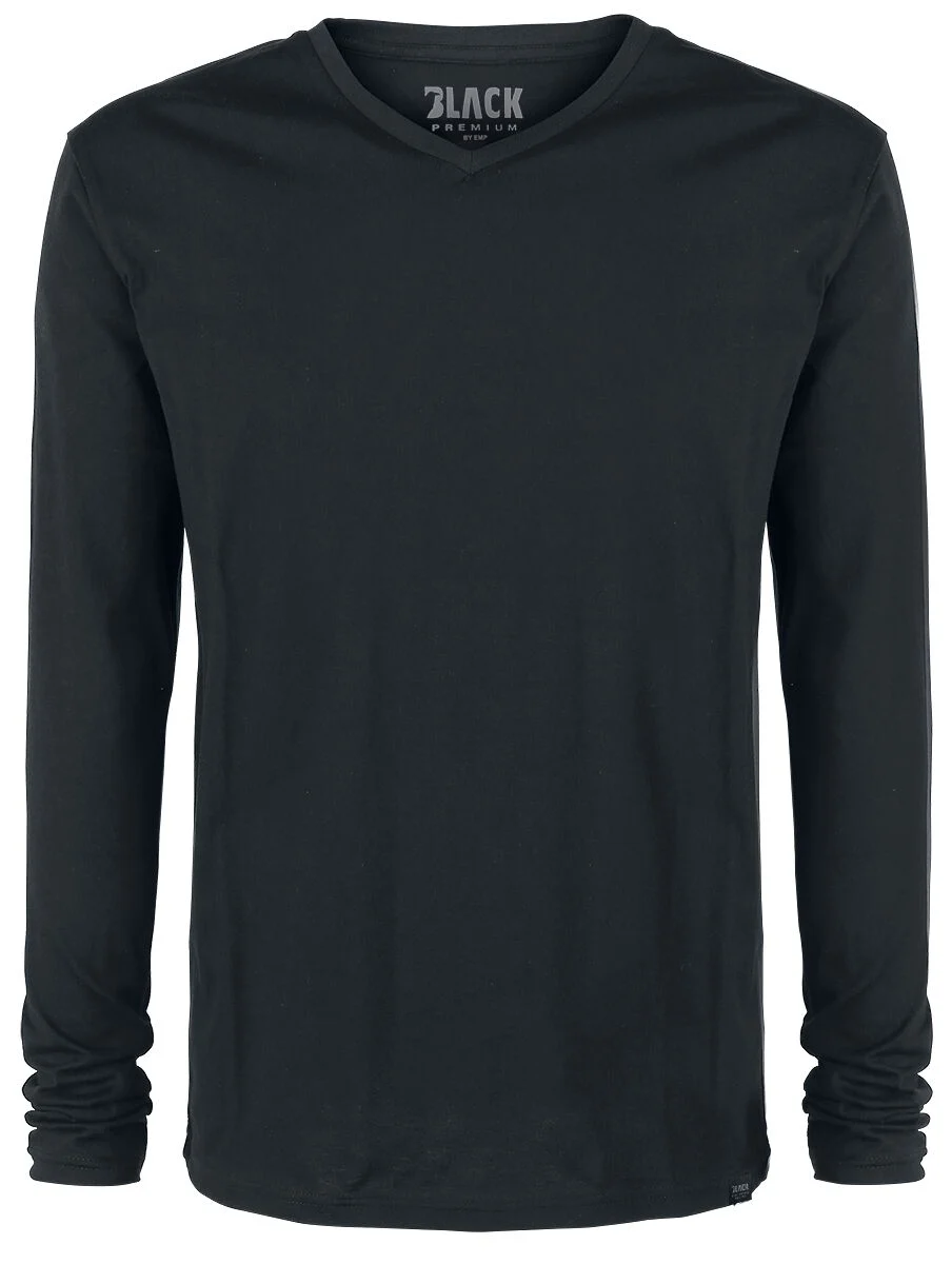Lot De Deux Hauts Noirs Manches-Longues Ras-Du-COu & Col En V | Black Premium by EMP T-shirt manches longues