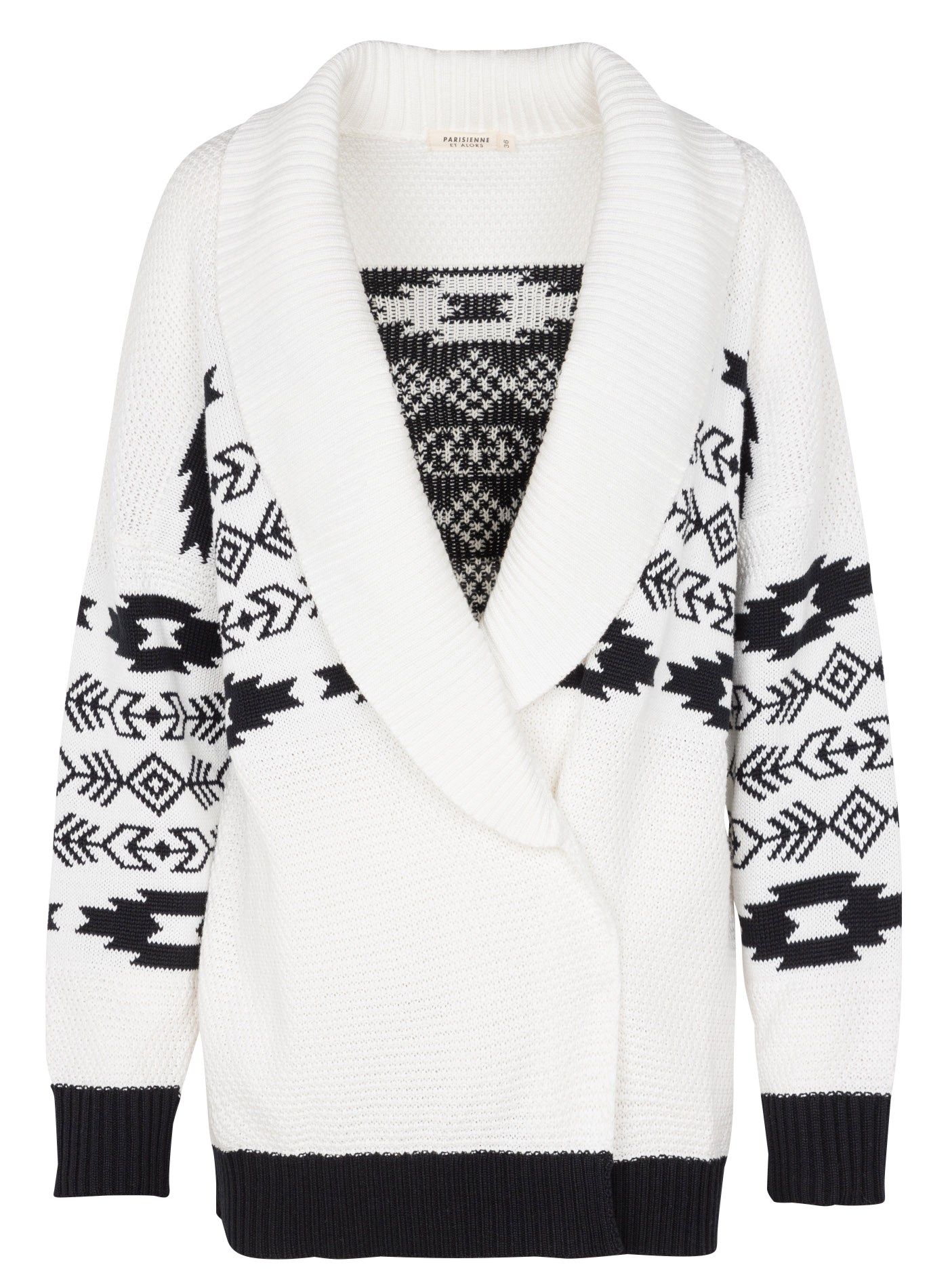 METRA - Gilet col châle jacquard en coton mélangé| Blanc