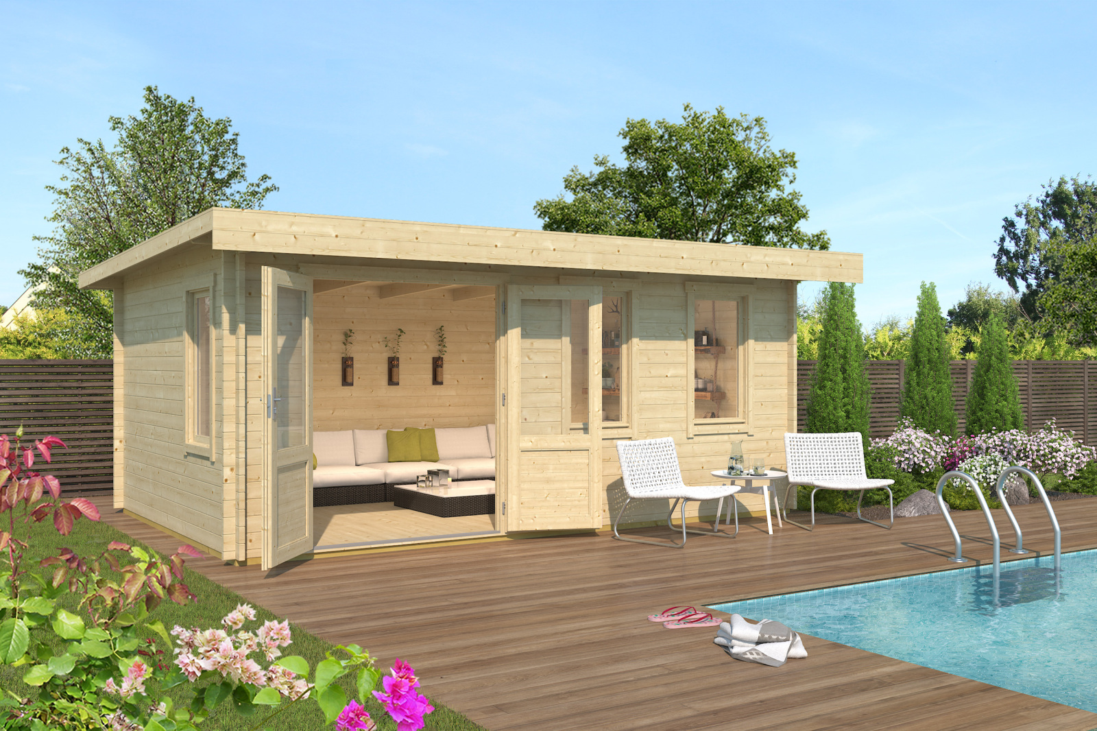 Gartenhaus BARUDA 53 - natur - Fichte massiv - 510x330 cm