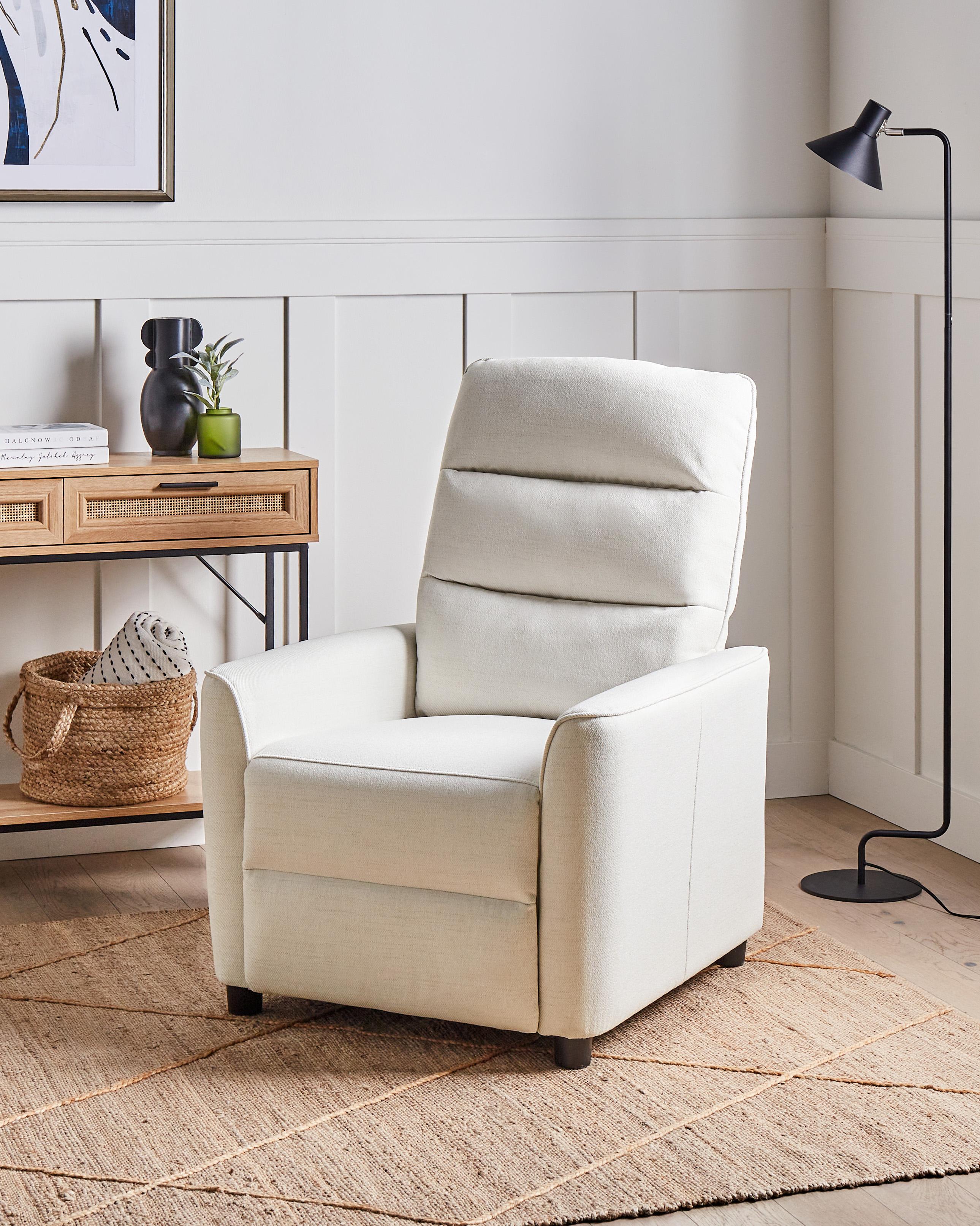 Relaxfauteuil SANDE inclusief voetensteun Stof Gebroken wit