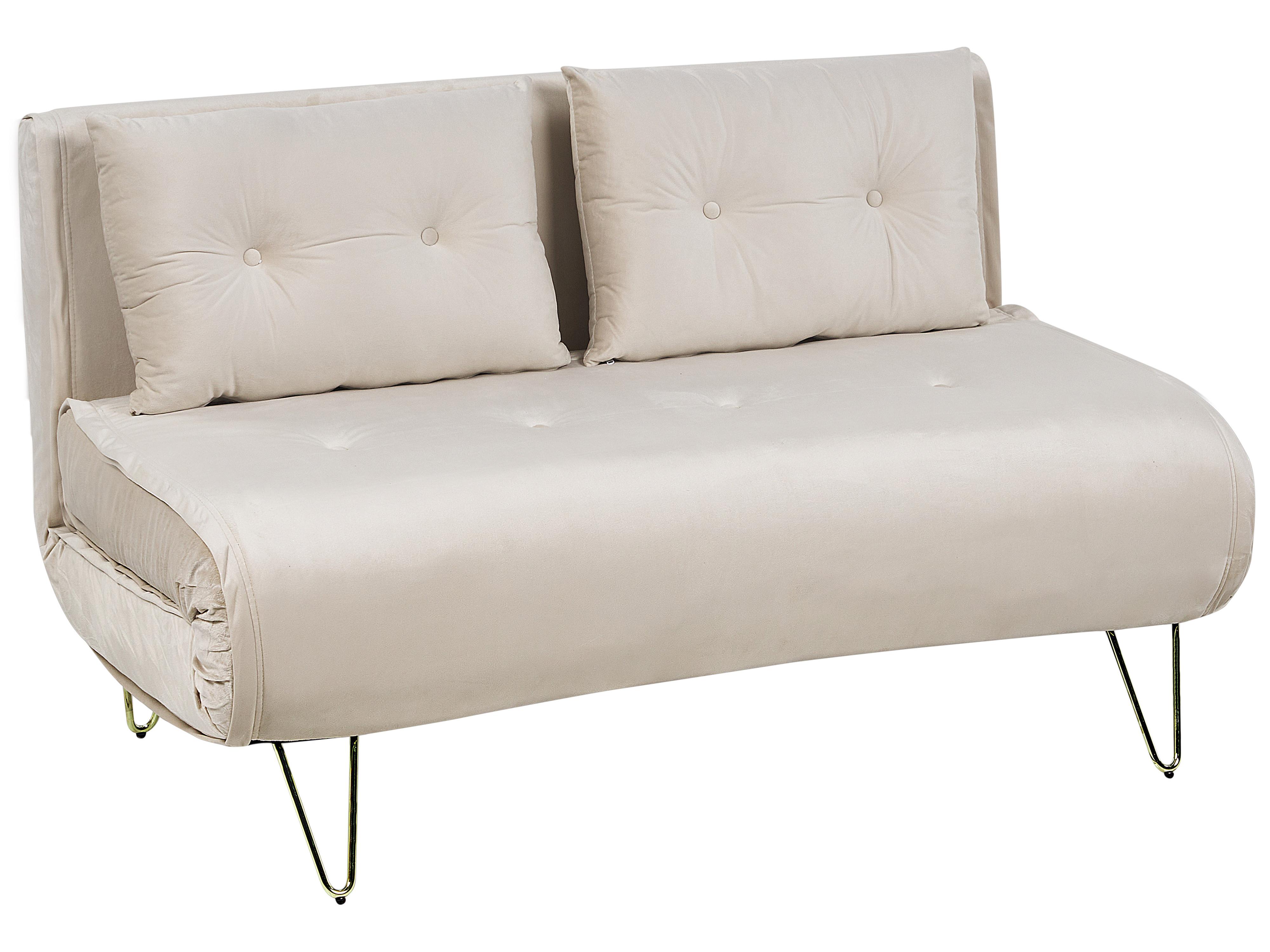 Slaapbank 2-zits VESTFOLD Fluweel Beige