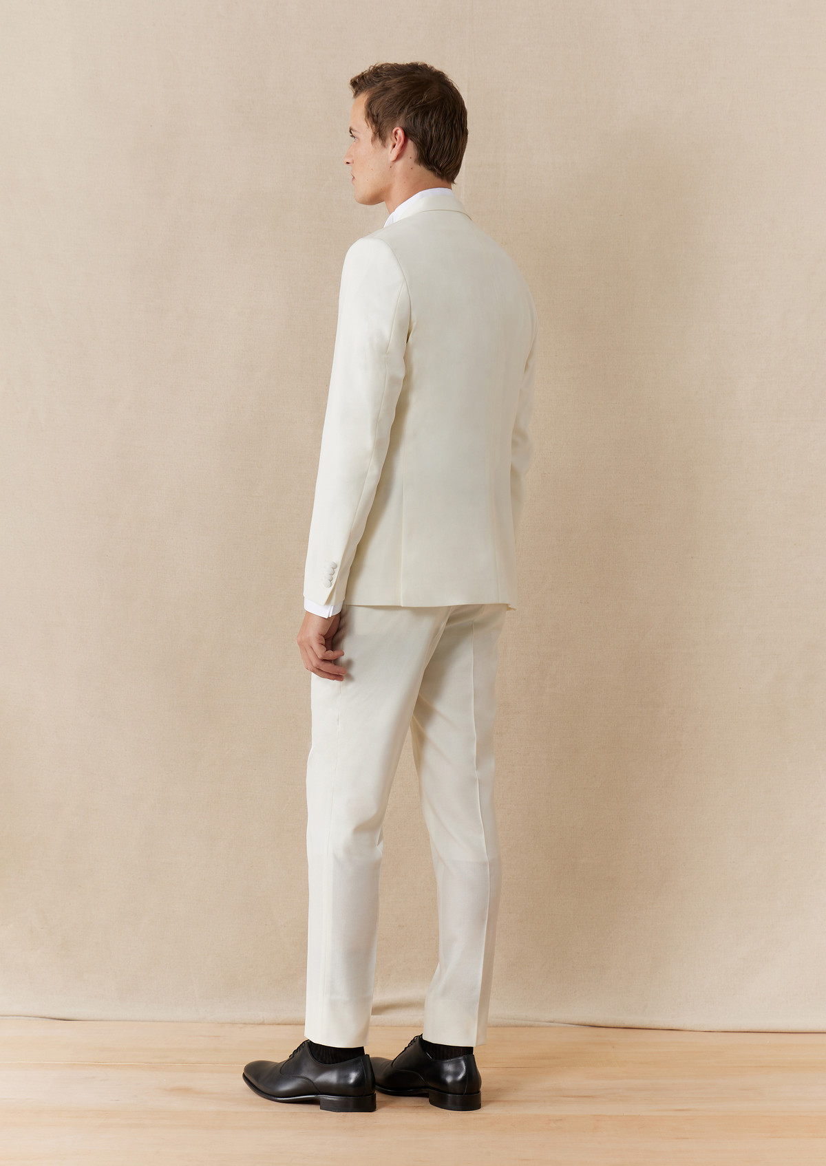 Pantalon de smoking Slim en laine unie écrue
