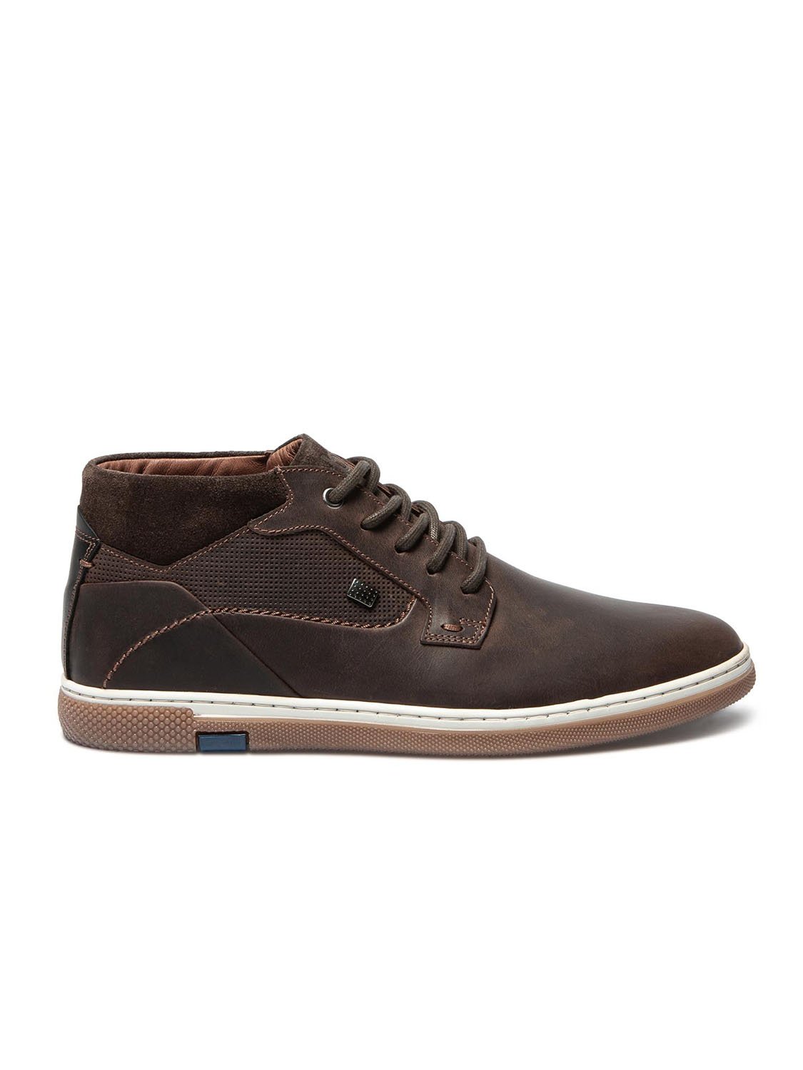 Tennis Montantes Homme En Cuir Marron Foncé