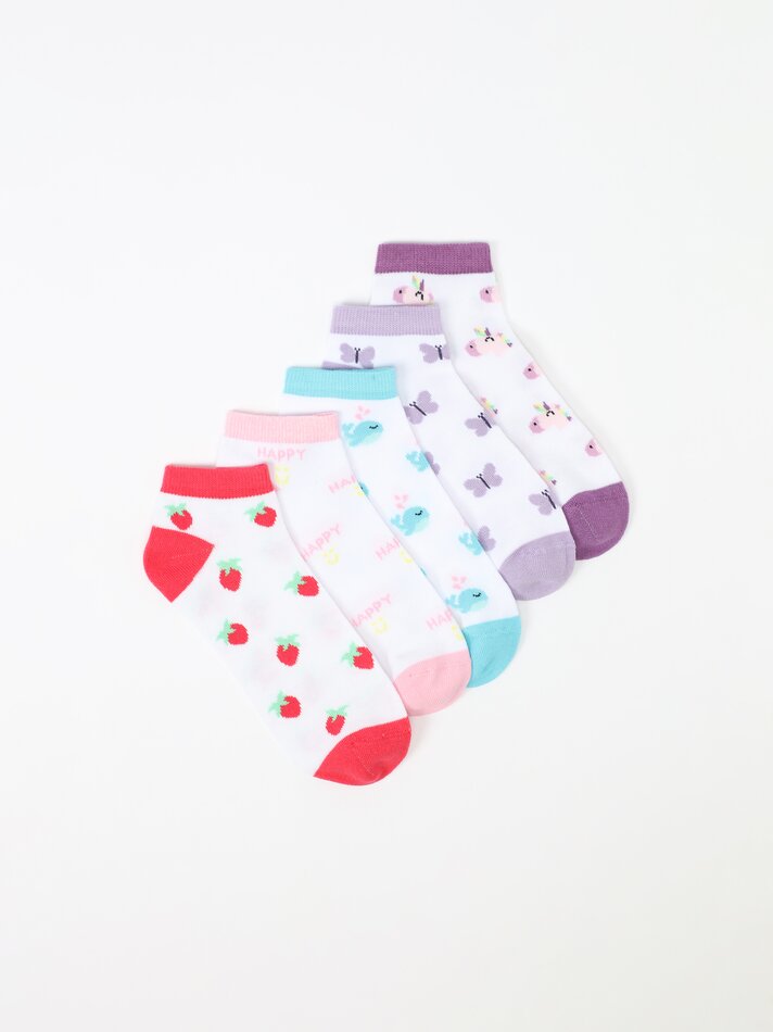 Pacote com 5 pares de meias estampadas - Sortidas