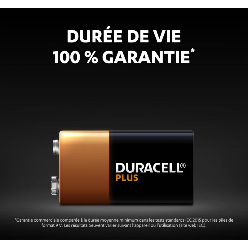 Duracell Plus - Pack de 2 piles Alcalines PP3/LR61 - 9V