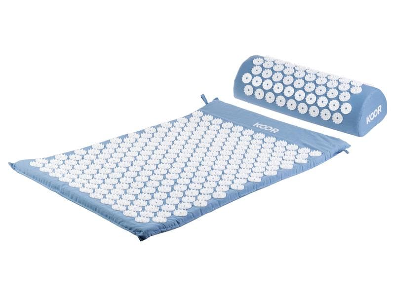 KOOR Akupressurmatte mit Kissen Blau/Weiss Akupressur-Set aus Stachelmatte und Kissen