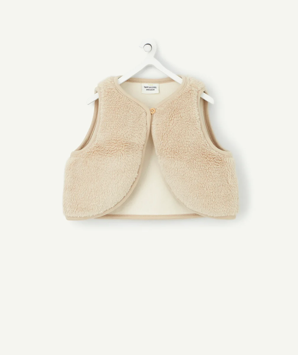 GILET SANS MANCHES BÉBÉ EN SHERPA BEIGE