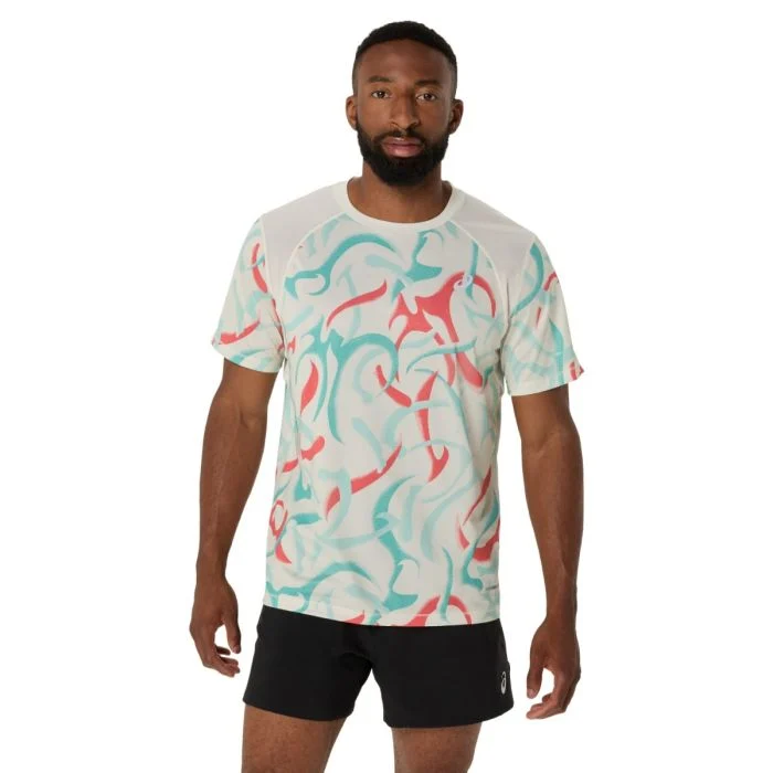 Asics Herre T-shirts Road AOP SS Top Hvid