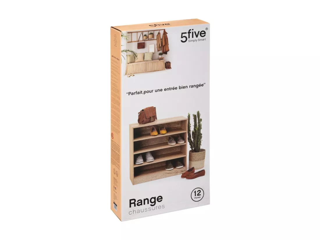 Range-chaussures en Bois Naturel 12 Paires H 68 cm