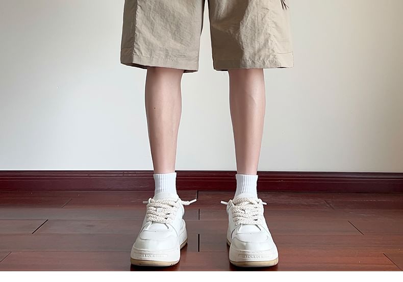 Breeson - Hoge taille, effen, wijde cargoshorts