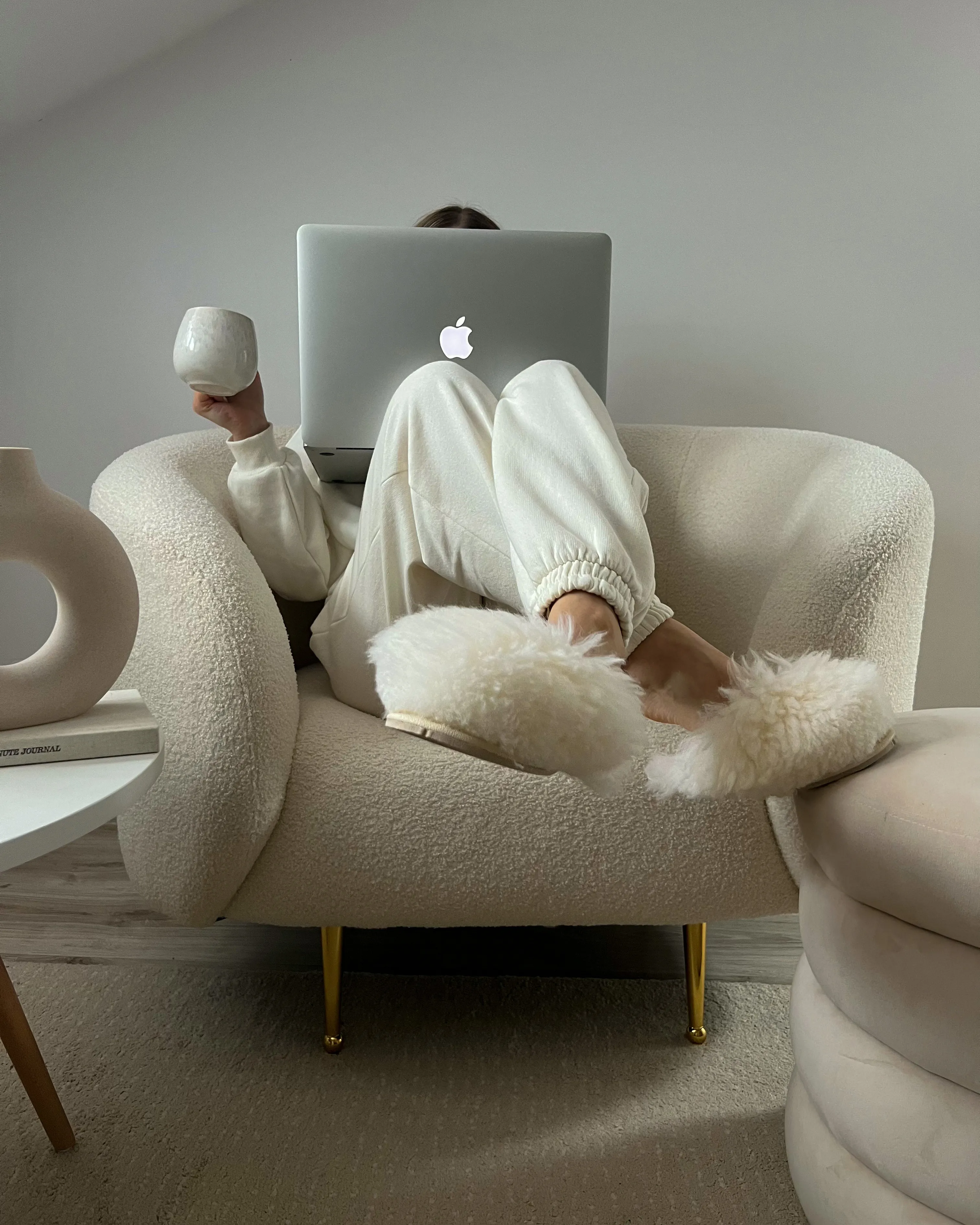 Fauteuil LOEN Bouclé Wit