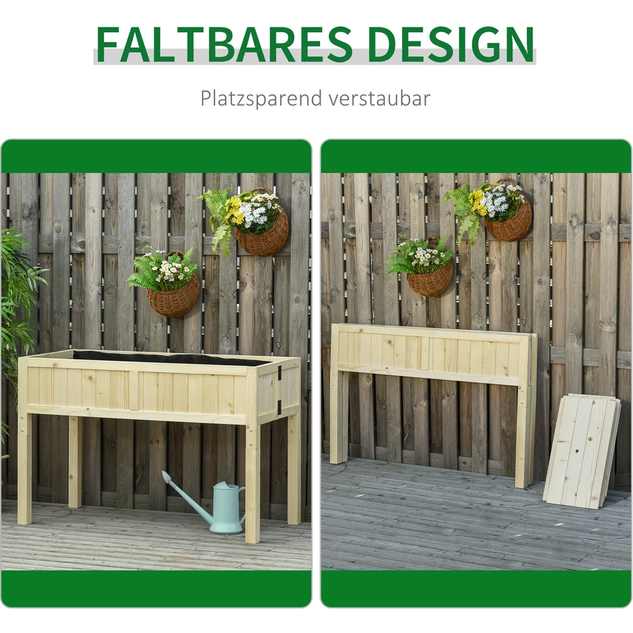 Outsunny Hochbeet klappbar natur