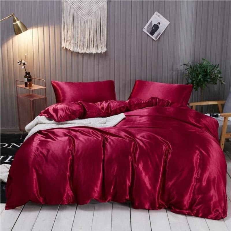 Satin Silk 3 pcs Duvet Cover Set