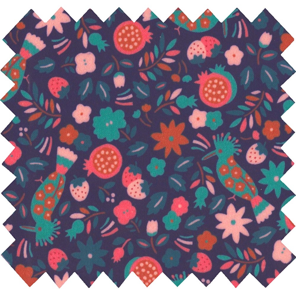 Coupon Tissu Enduit De 35Cm Huppette Fleurie