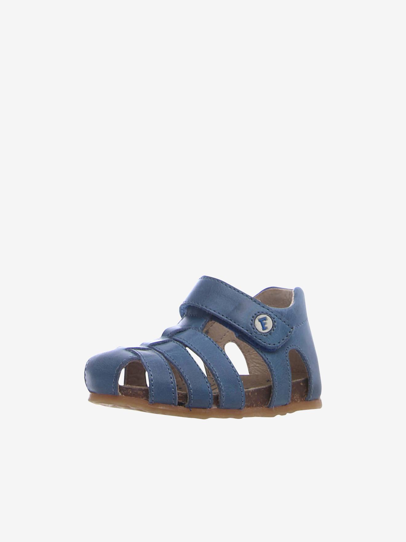 Sandálias Falcotto NATURINO® para primeiros passos do bebê, azul médio liso