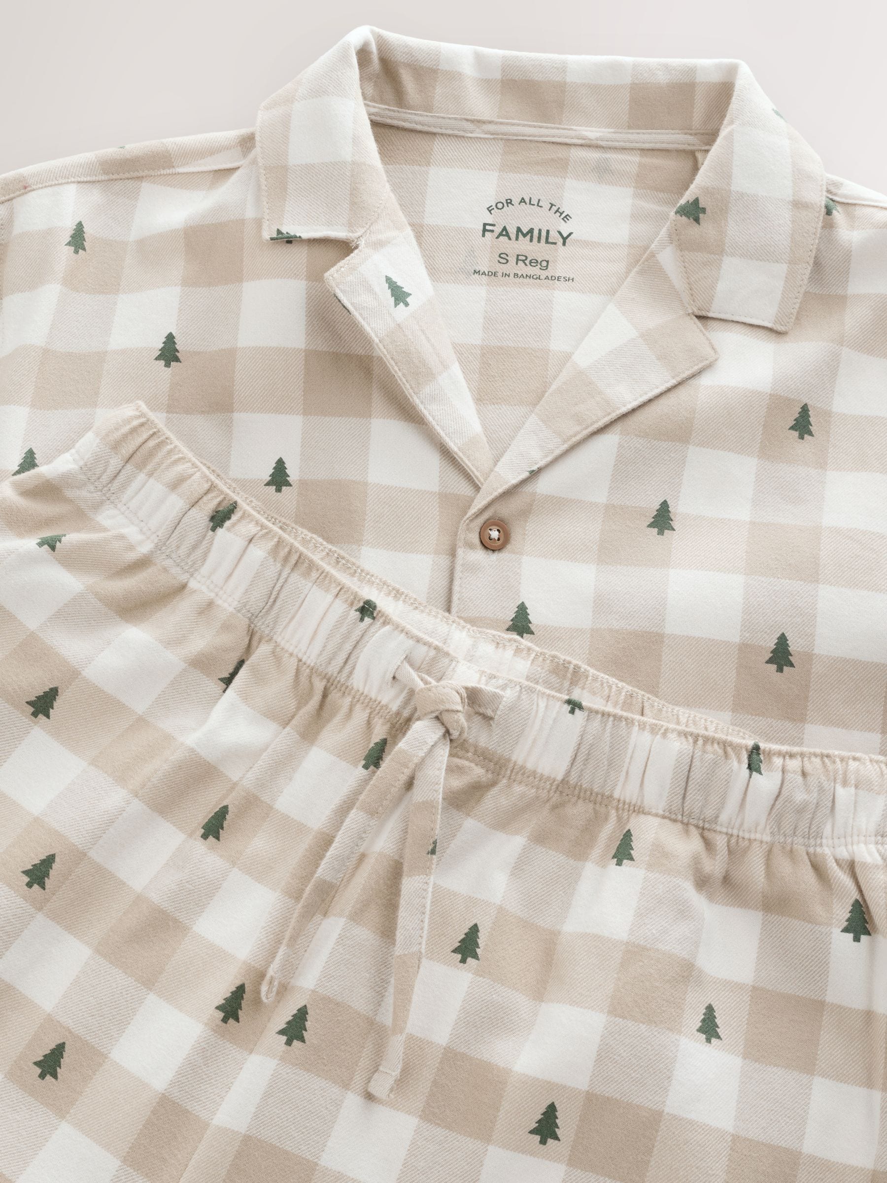 Neutraal geruit - Bijpassende familie Kerstmis Knoopsluiting Pyjama's