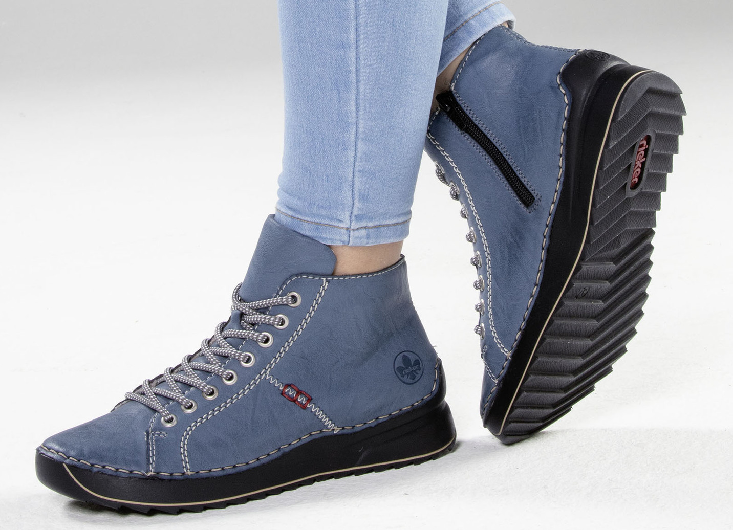 Rieker Schnür-Bootie mit Knitter-Optik