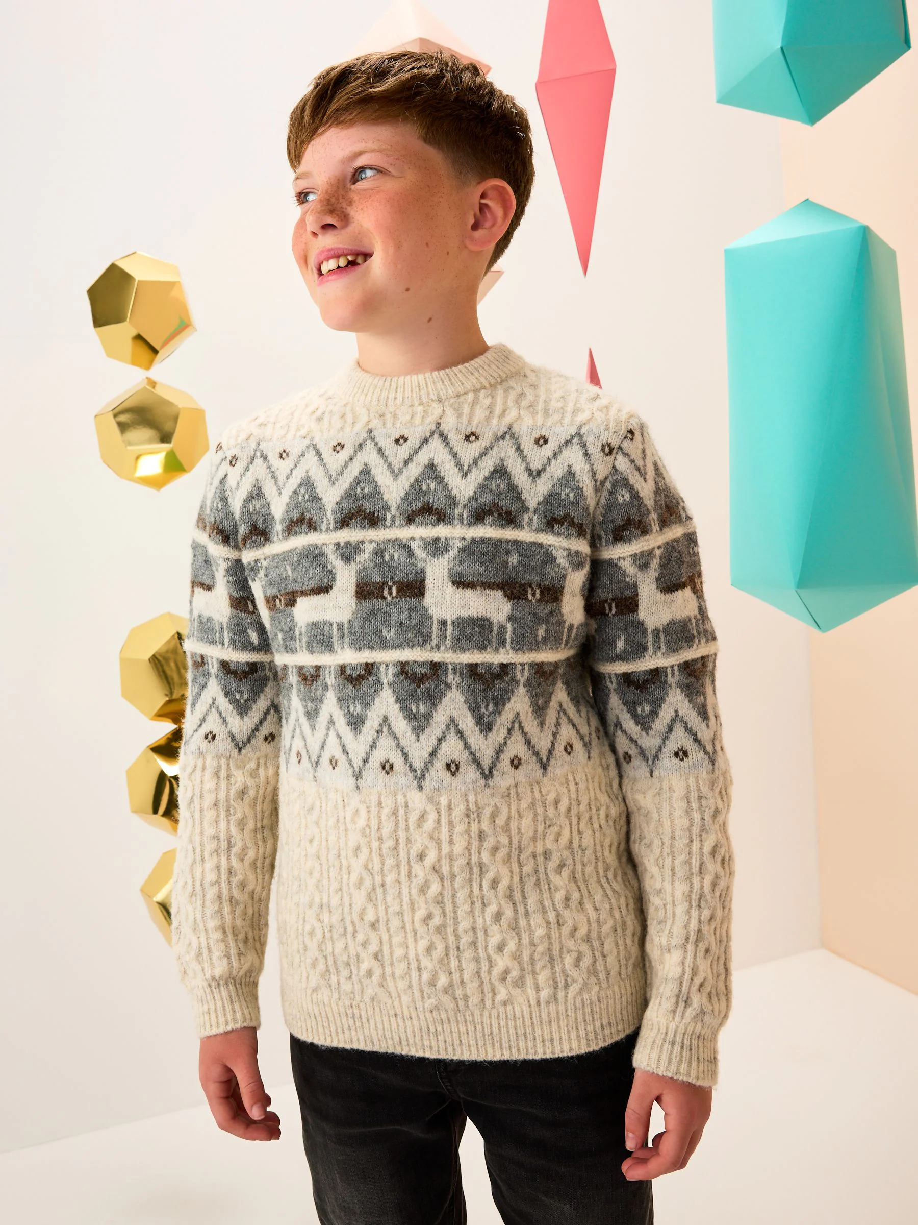 Ecru fairisle-motief  - Matching Family Christmas Jumper (3mths-16yrs)