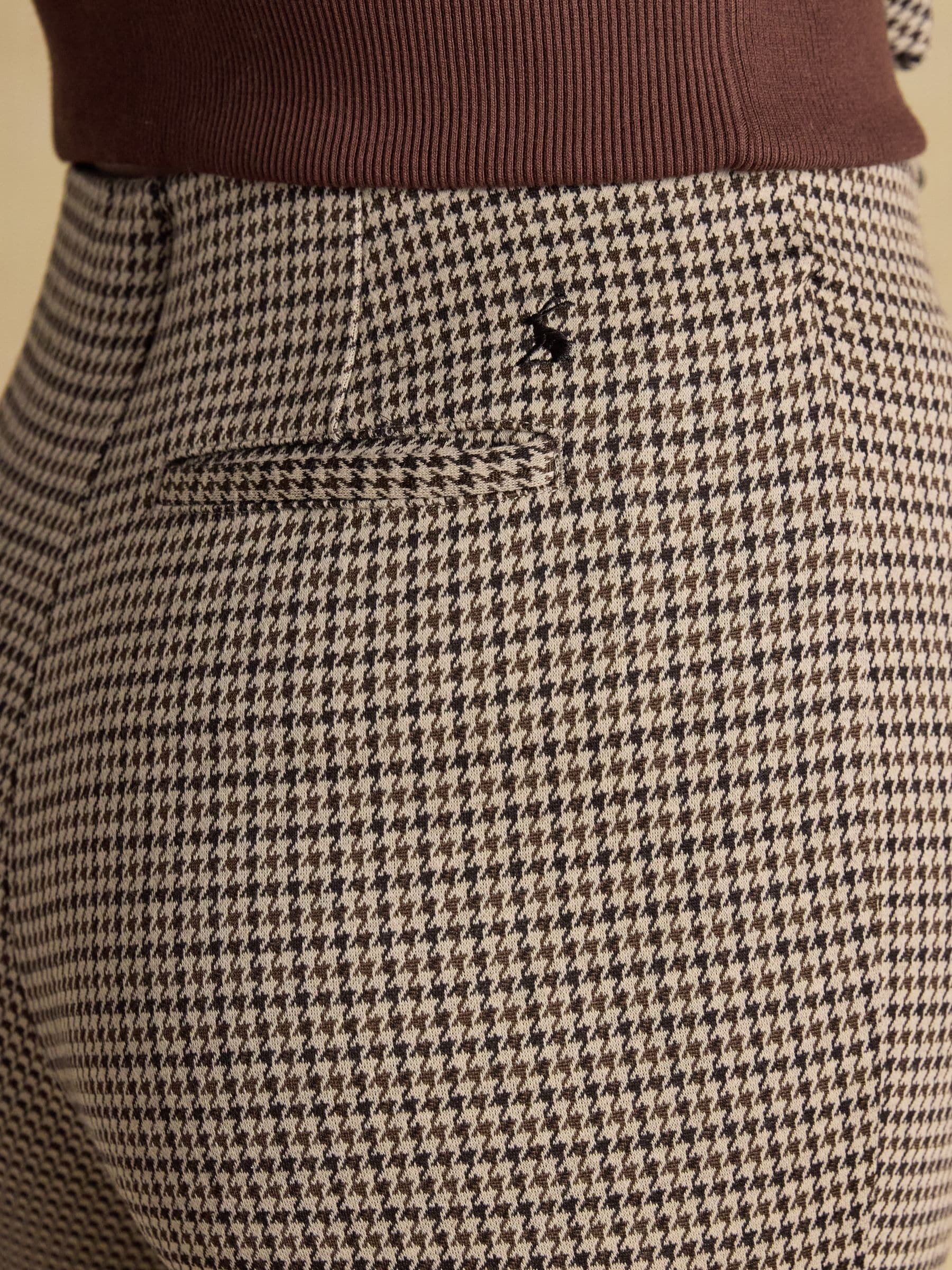 Joules Mia Geruite Skinny Elastische Broek met Ritsgulp.