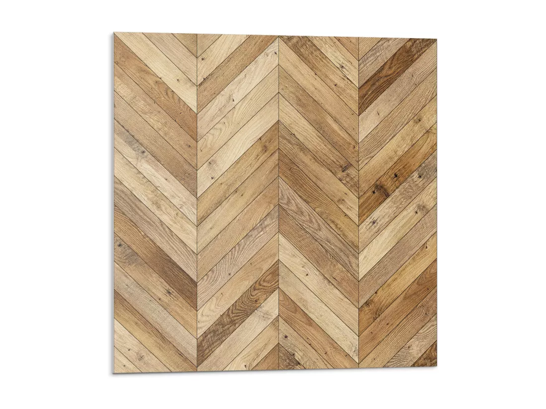 Carreaux autocollants PVC, Carrelage PVC adhésif - 20x20x20 - Motif à chevrons en bois