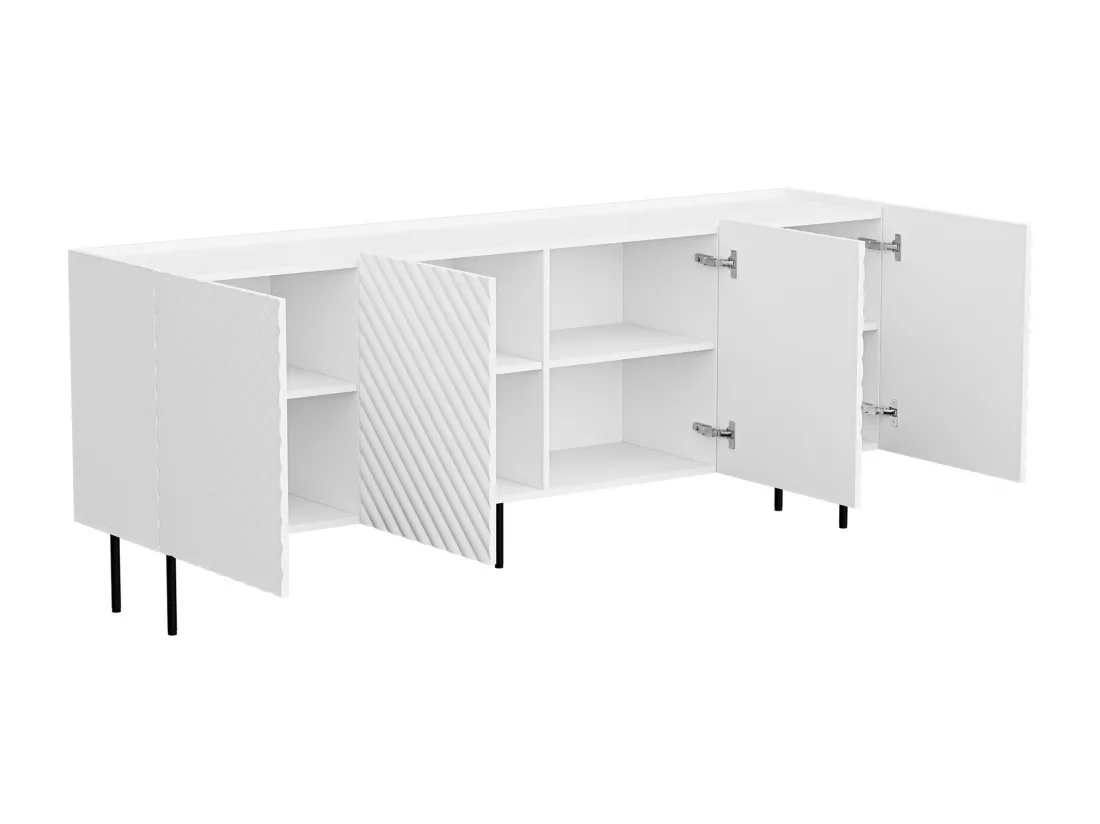 Buffet Mortali 101, Noir, 80x200x40cm, Stratifié|MDF