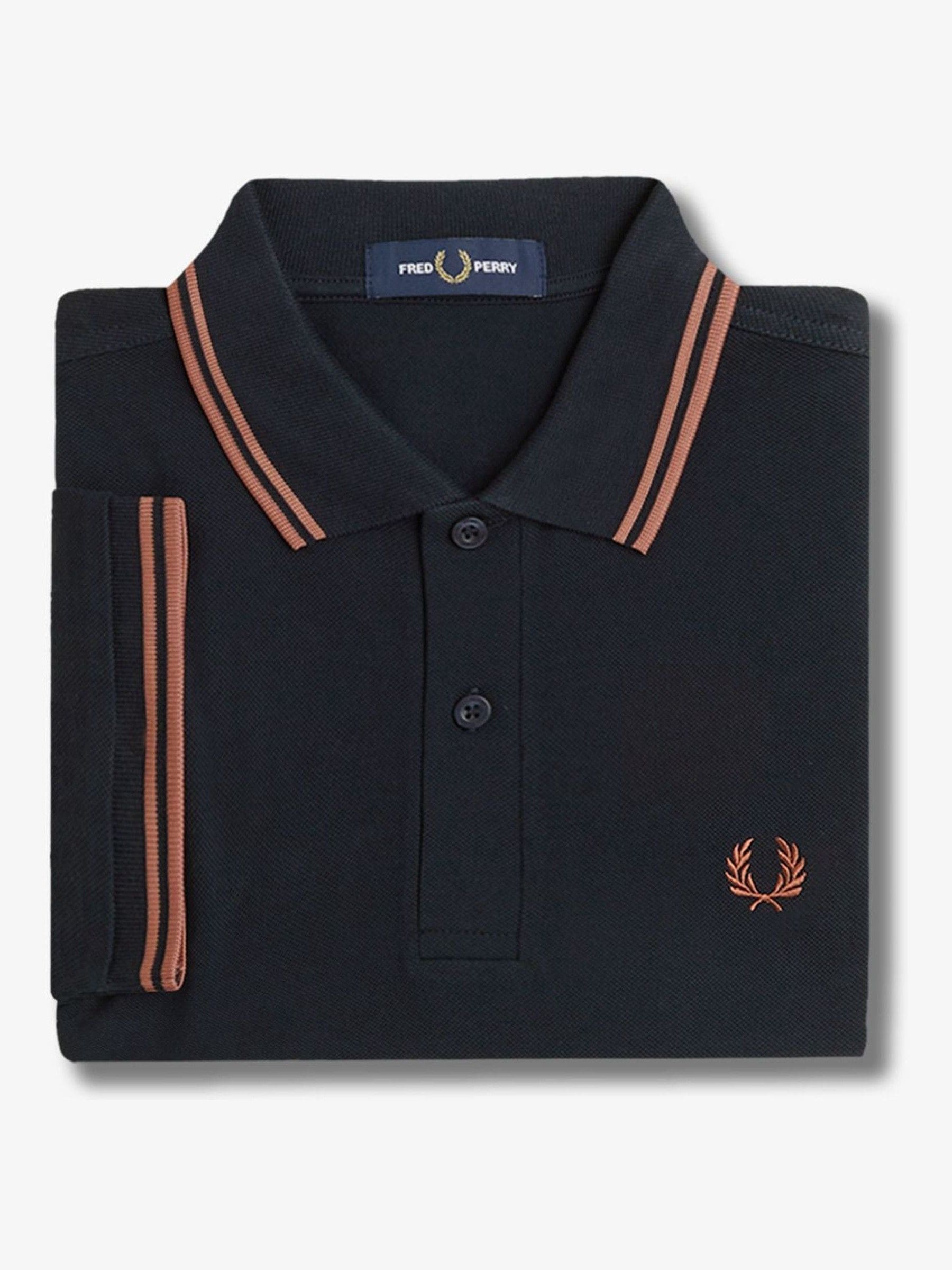 Marineblauw - Fred Perry poloshirt met gestreepte rand