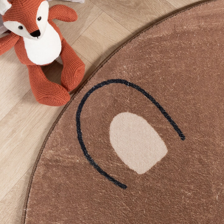 Rond wasbaar kindervloerkleed - Sammy Bear Bruin
