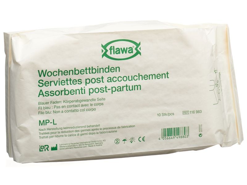 FLAWA Wochenbettbinden MP-L keimreduziert 10 Stück Wochenbettbinden keimreduzierend behandelt