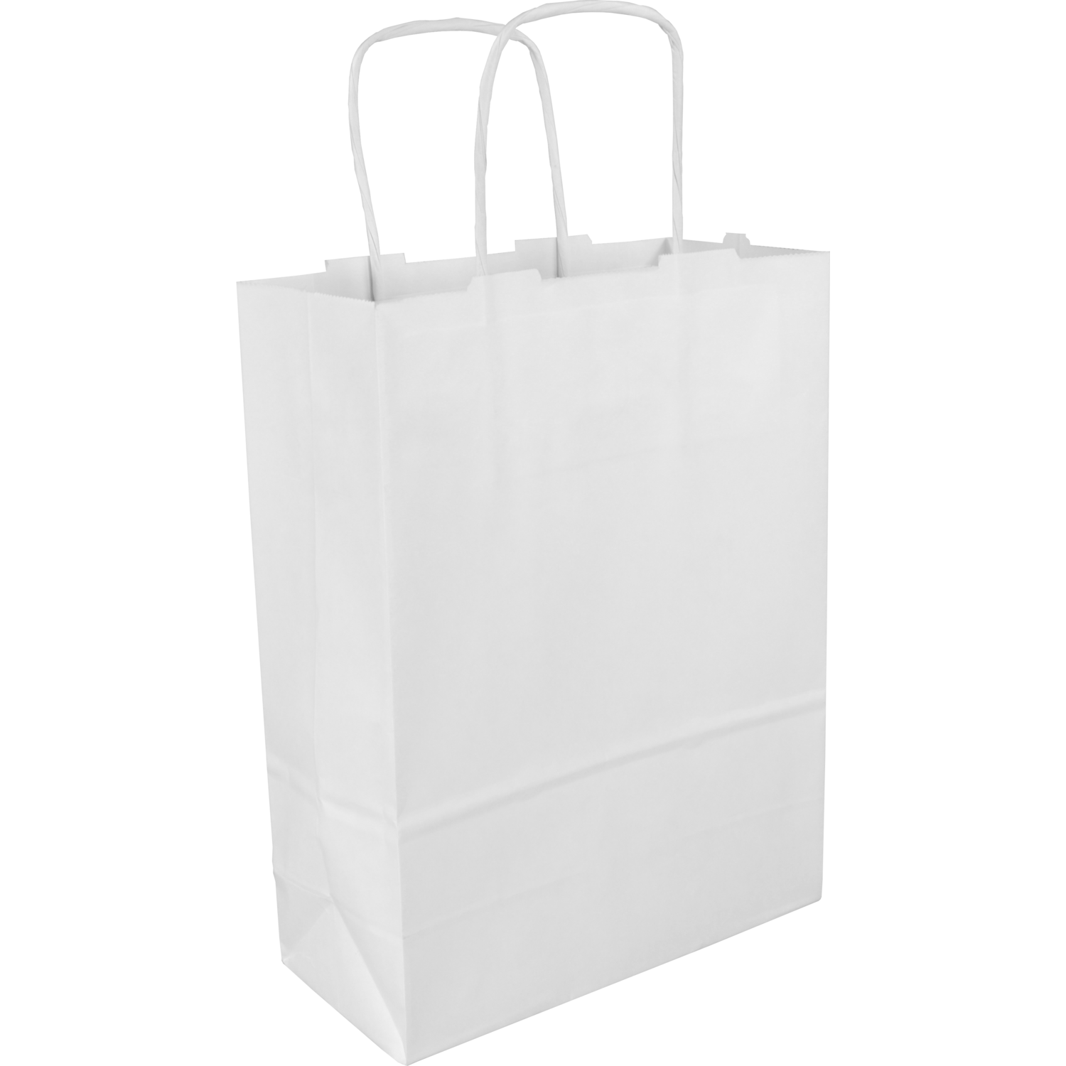 Tas, Kraftpapier, gedraaid papieren koord, 18x 8x24cm, draagtas, wit