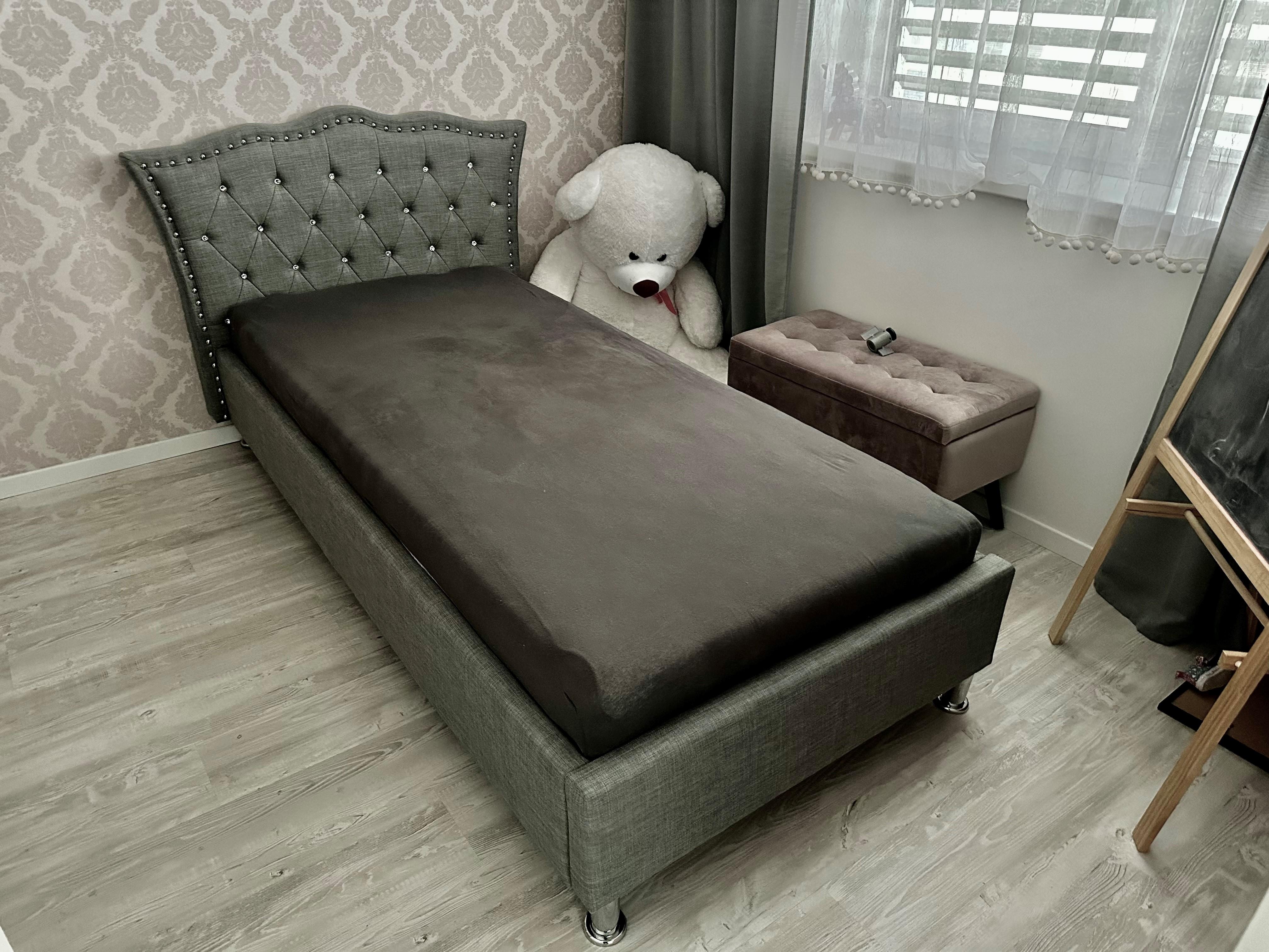 Bed Stof METZ 90 x 200 cm Lichtgrijs