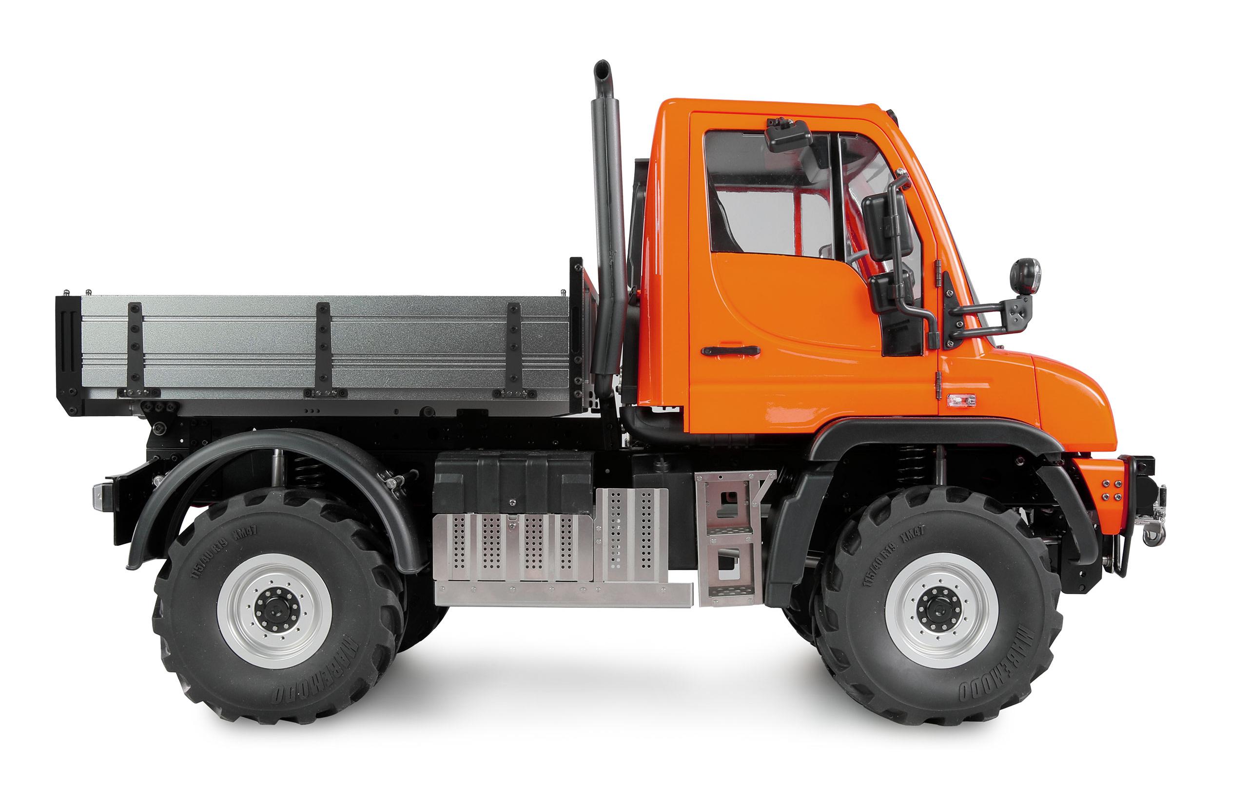 Mercedes-Benz Unimog Geräteträger 4WD Orange 1:10, ARTR<br>Originalgetreues Unimog RC-Modell