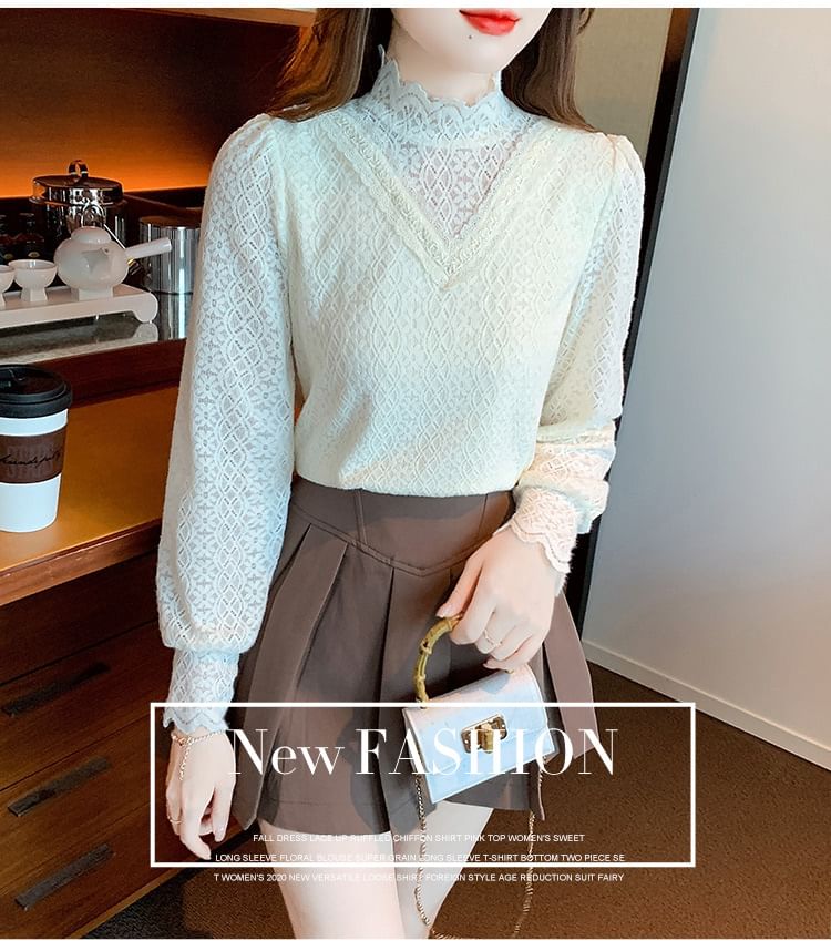 Daybreak - Blouse met lange mouwen en col van kant